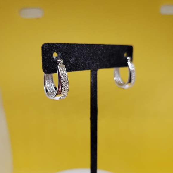 NWOT 14k WGF 0.02ctw Genuine Diamond Accent Hoop Pierced Earrings - Picture 3 of 9